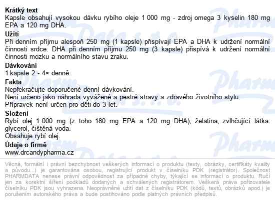 Dr.candy Pharma Omega 3 Rybí Olej Cps.60x1000mg - popis