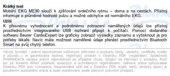 Beurer ME 90 mobilní EKG přístroj - popis