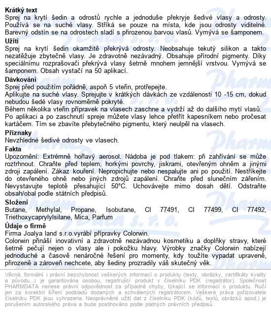 Colorwin Sprej Na Krytí šedin Plavý 75ml - popis