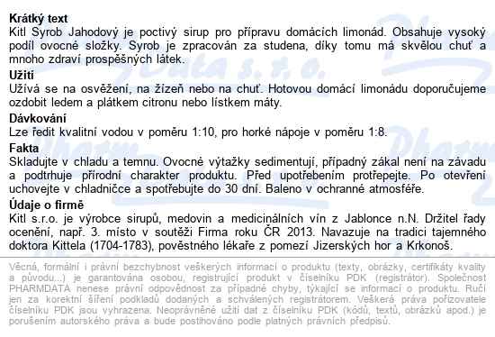 Kitl Syrob Jahodový S Dužninou 500ml - popis