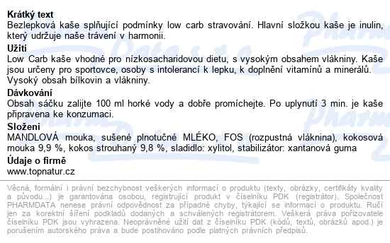 Low Carb Kaše Kokosová 60g Topnatur - popis