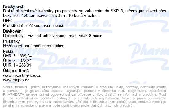 Kalhotky Absorpční Id Pants Medium-maxi - Nové boky 80-115cm,2570ml,prodyšné,10ks - popis