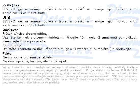 Severo Gel pro snadné polykání tutti frutti 1 litr - popis