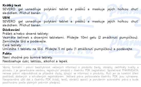 Severo Gel pro snadné polykání banán 1 litr - popis