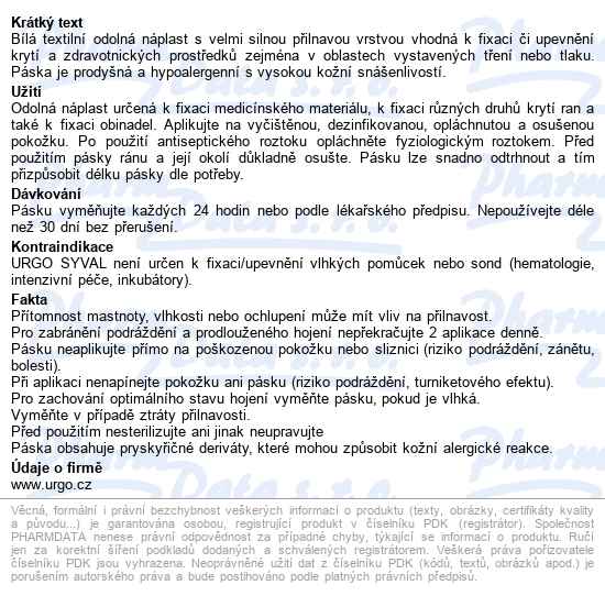 Urgo Syval Textilní Náplast Bílá 1.25cmx5m Nová - popis
