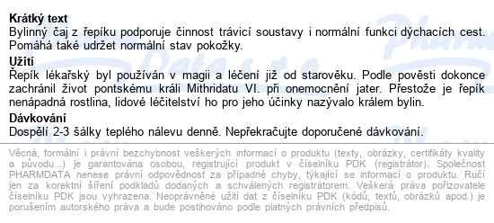 Leros řepík čaj 20x1.5g - popis