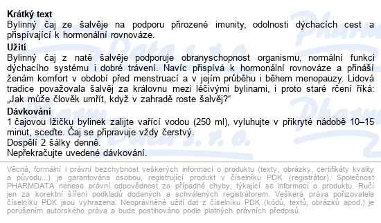 Leros šalvěj čaj 40g - popis