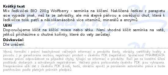 Mix BIO ředkviček 200g Wolfberry - popis