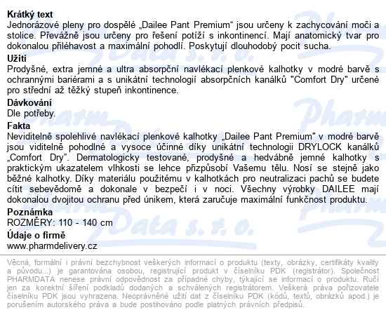 Dailee Pant Premium plus men l, kalhotky absorpční natahovací, 15ks - popis