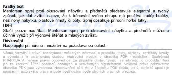 Menforsan sprej proti okusování nábytku pro psy 125ml - popis