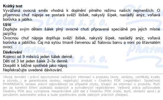 Leros Dětský čaj S Ovocem 20x2g - popis