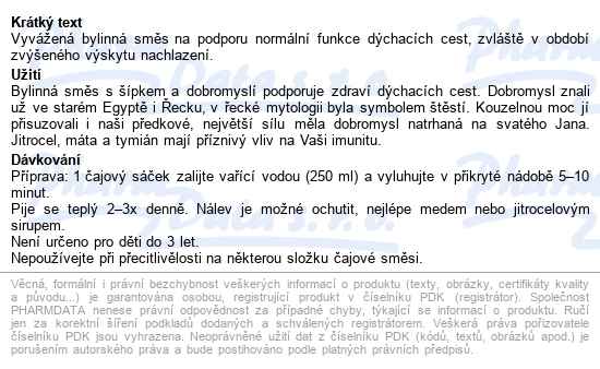 Leros Vitamín C Průdušky 20x1.5g - popis