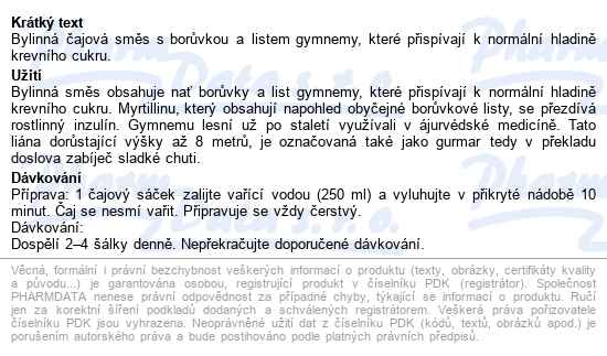 Leros Vyrovnaný Cukr čaj 20x1g - popis