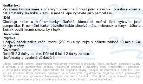 Leros Játra & žlučník čaj 20x1.5g - popis