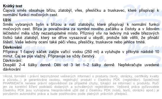 Leros Močové Cesty Ledviny čaj 20x1.5g - popis