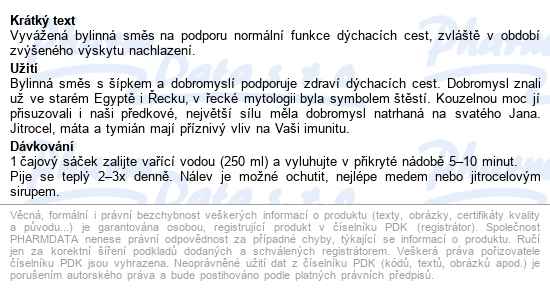 Leros čaj Na Průdušky 20x1.5g - popis
