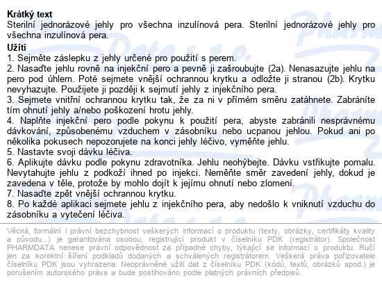 Accu-fine Jehly Do Inzulínového Pera 31g x 8 mm, 100 ks - popis