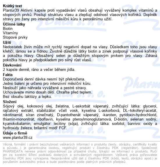 Plantur39 Aktivní Kapsle Pro Vlasy Cps.60 - popis