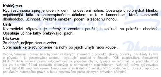 Pedik Antiperspirant Sprej Na Nohy 150ml - popis