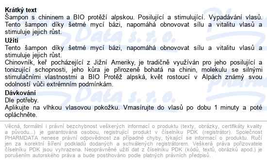 Klorane Šampon chinin a bio protěž 400ml duo - popis