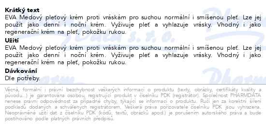 Eva Medový krém proti vráskám 50 g - popis