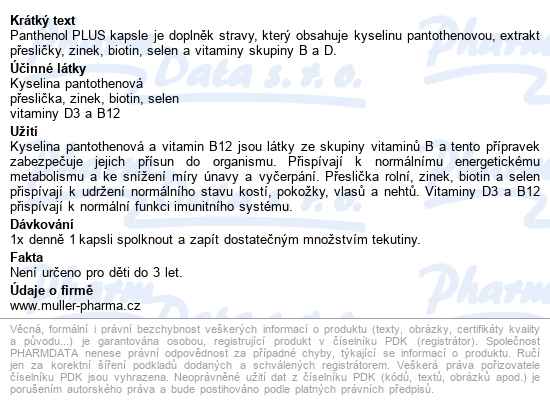 Panthenol Plus 40mg Cps.60 Dr.müller - popis