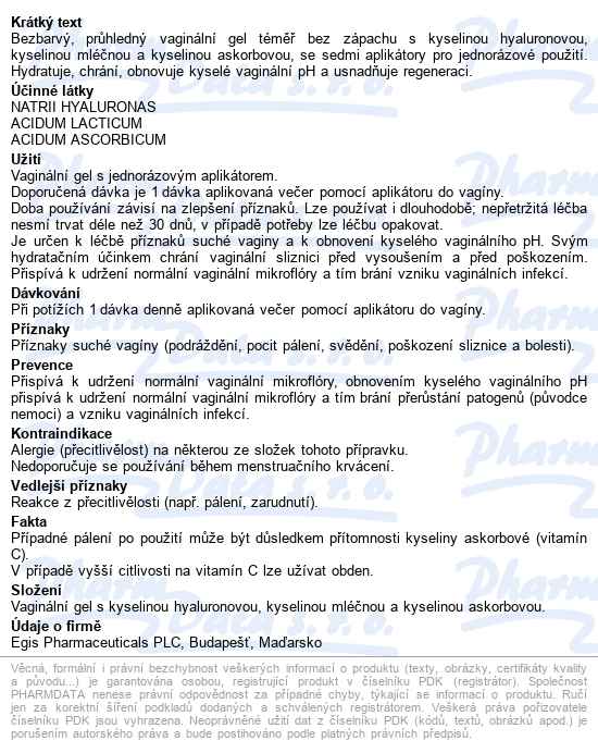 Hydrofemin Plus Vaginální Gel 7x5g - popis