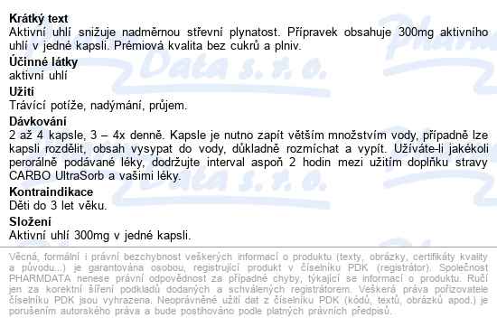 Astina Carbo Ultrasorb 300mg Cps.20 - popis