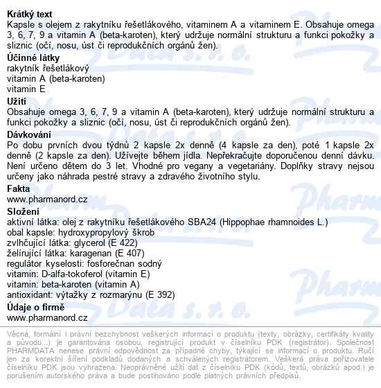 Pharma Nord Bioaktivní Omega 7 Cps.60 - popis