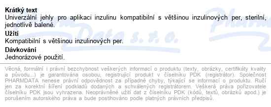 Jehla Do Inzulinového Pera - Medoject Fine 31gx8,0 mm, světle modrá - popis