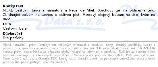 Nuxe Reve De Miel Travel Set - popis