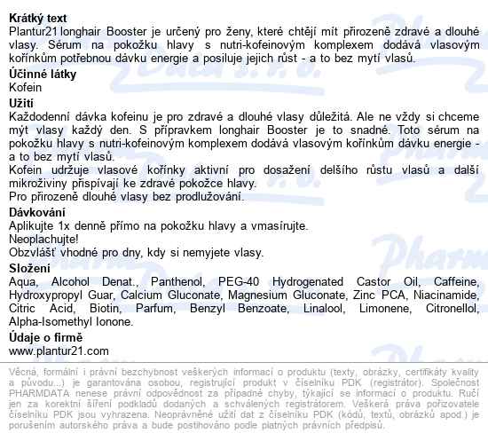 Plantur21 Longhair Booster Sérum 125ml - popis