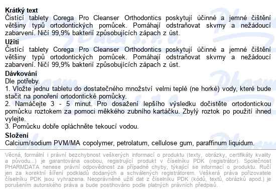Corega Pro Cleanser Orthodontics čist.tablety 30ks - popis
