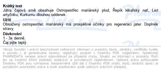 Megafyt Bylinková Lékárna Játra čaj.směs 20x1.5g - popis