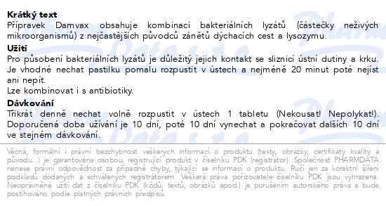 Damvax 30 tablet - popis