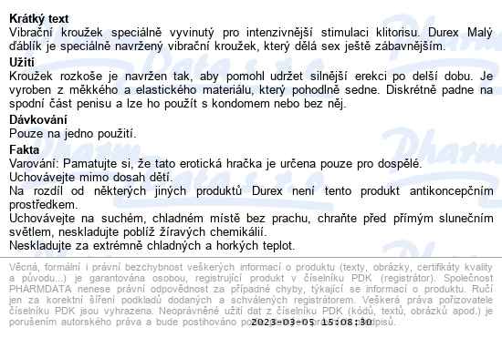 Durex Pleasure Ring kroužek rozkoše - popis