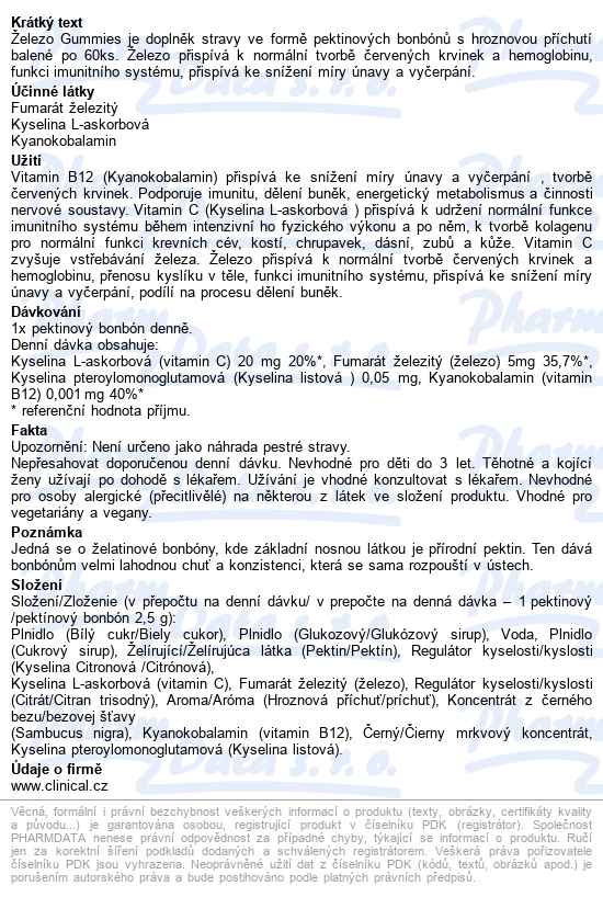 železo Gummies 60 Pektinových Bonbónů - popis