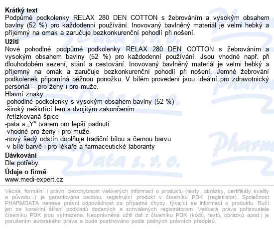 Maxis Podkolenky Relax 280 Den Cotton Ad Vel.xl (45-47) černá - popis