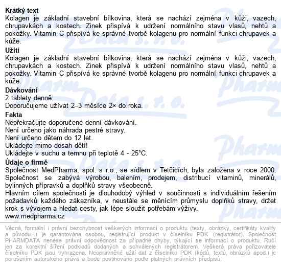 Medpharma Kolagen Beauty Biotin Selen Zin.tbl.107 - popis