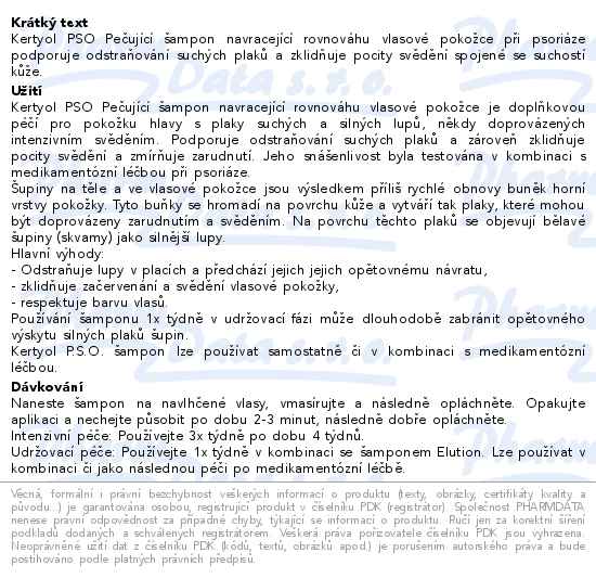 Ducray Kertyol Pso Pečující šampon 200ml Duo - popis