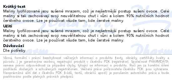 Maliny sušené mrazem 100g Wolfberry - popis