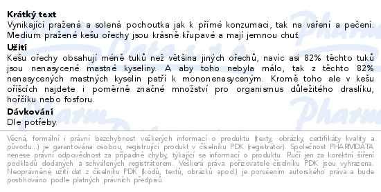 Kešu pražené solené medium 500g Wolfberry - popis
