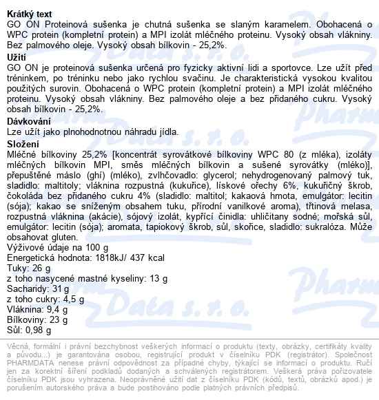 Go On Proteinová Sušenka Slaný Karamel 50g - popis