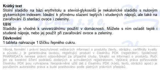Stevia Sladidlo Se Steviol-glykosidy Tbl.350 - popis