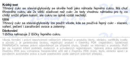 Stevia Třtinový Cukr Se Steviol-glykosidy 250g - popis