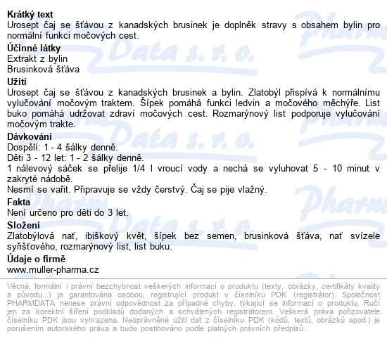 Urosept Bylinný čaj 20x2g Dr.müller - popis
