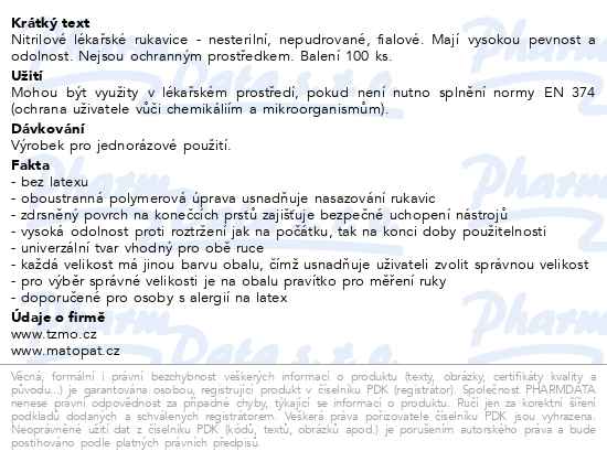 Ambulex Nitryl rukavice nepudrové violet vel. S 100 ks - popis
