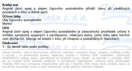 Anginal ústní Sprej S Tto 30ml Zp Dr.müller - popis
