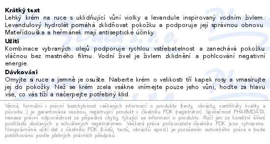 Leros živel Voda krém na ruce 50ml - popis