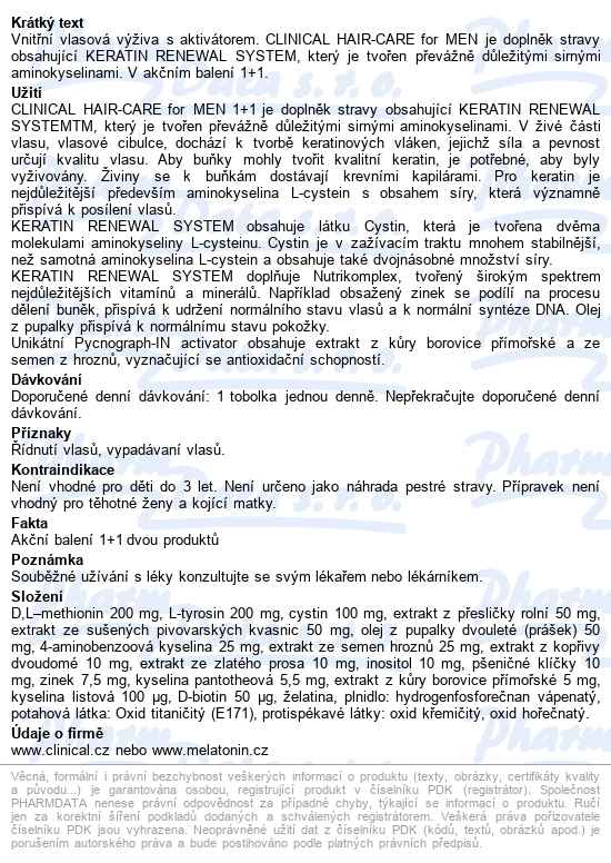 Clinical Hair-care For Men Tobolek 60 1+1 4měs.kúra - popis